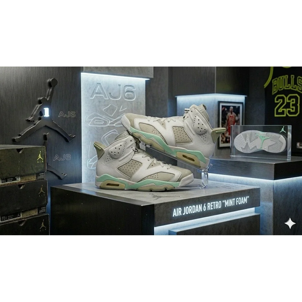 Jordan Air Jordan 6 Retro Mint Foam DQ4914-103 Size 10.5W/9M Rare large‎ size!